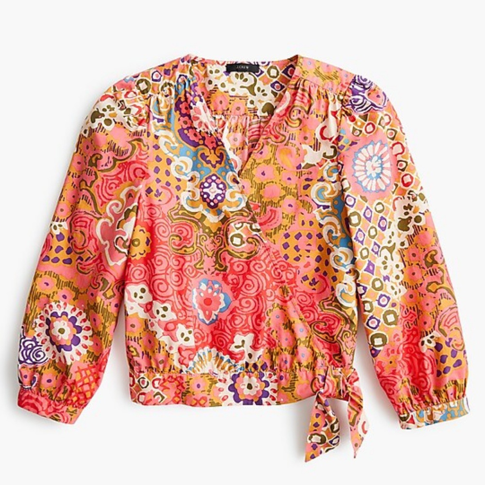 J.Crew Cotton Wrap Top in Paisley